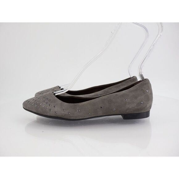 AGL Italy Ballet Flat Women Size 37 7 Gray Suede Grommet Leather Comfy - Picture 9 of 12